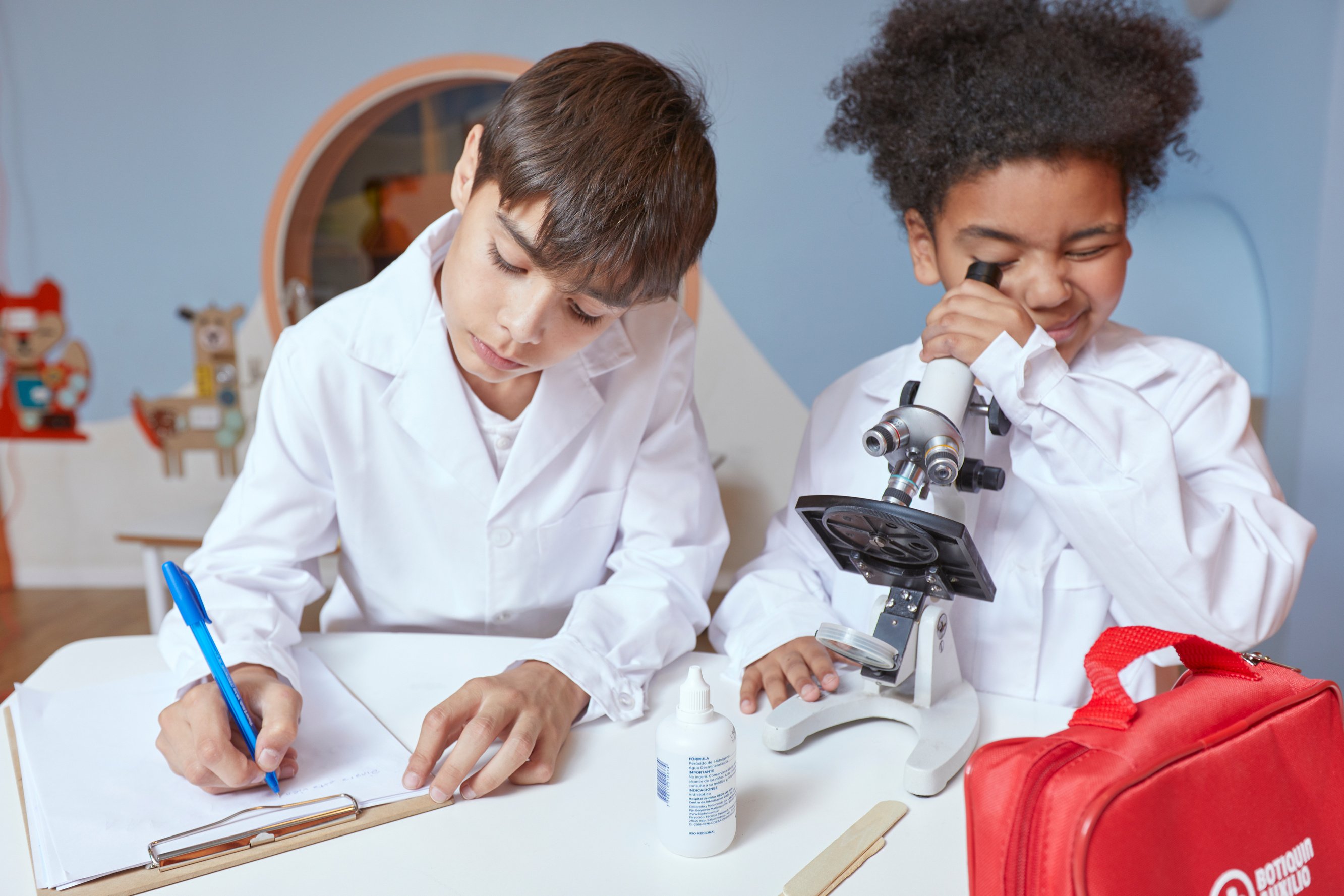 Two Children Doing Science Experiment